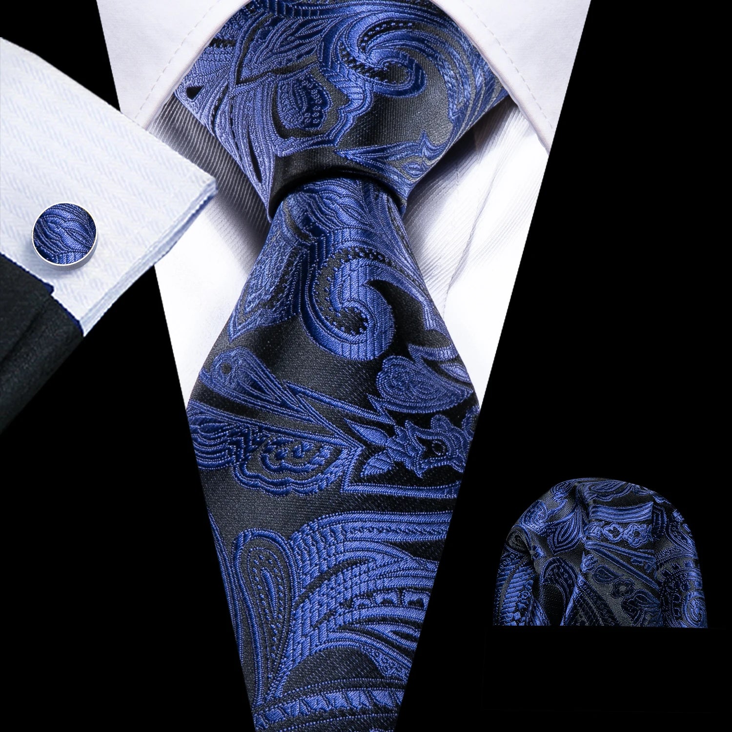 Men Tie Gold Navy Blue Striped Silk Tie Barry.Wang 3.4" Jacquard Party Wedding Woven Fashion Designers Necktie For Men Business