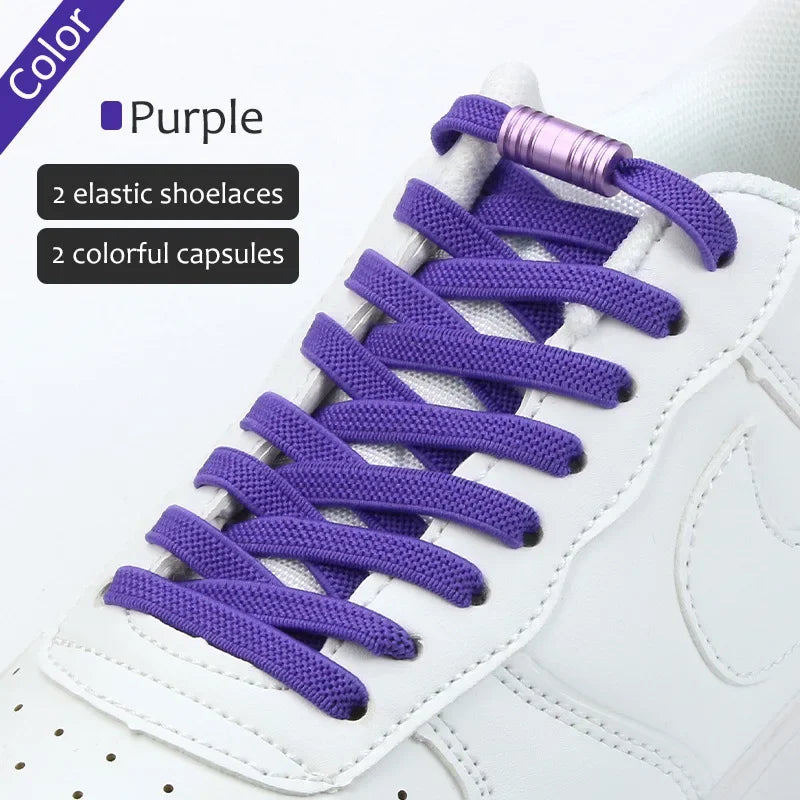 Quick Locking Tieless Shoelaces - EZTie Flat Laces by Hugh (Buy 1 Get 1 Free)