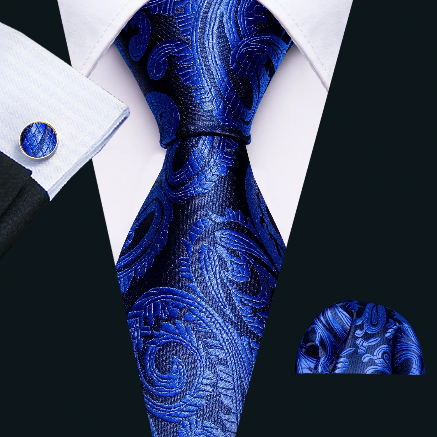 Men Tie Gold Navy Blue Striped Silk Tie Barry.Wang 3.4" Jacquard Party Wedding Woven Fashion Designers Necktie For Men Business